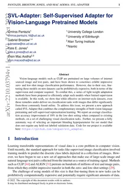SVL-Adapter: Self-Supervised Adapter for Vision-Language Pretrained
  Models