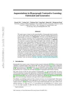 Augmentations in Hypergraph Contrastive Learning: Fabricated and
  Generative
