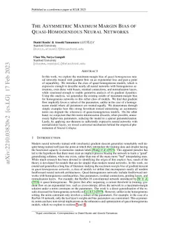 The Asymmetric Maximum Margin Bias of Quasi-Homogeneous Neural Networks