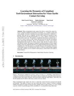 Learning the Dynamics of Compliant Tool-Environment Interaction for
  Visuo-Tactile Contact Servoing