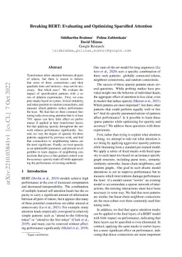 Breaking BERT: Evaluating and Optimizing Sparsified Attention