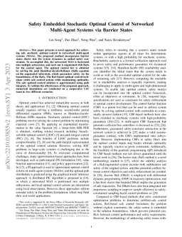 Safety Embedded Stochastic Optimal Control of Networked Multi-Agent
  Systems via Barrier States
