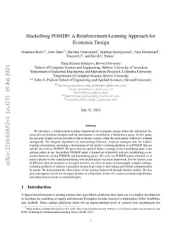 Stackelberg POMDP: A Reinforcement Learning Approach for Economic Design