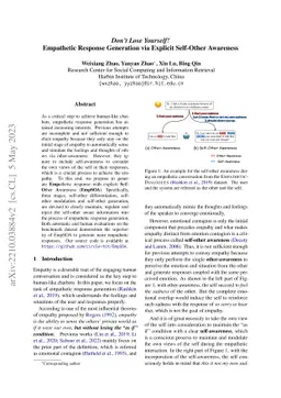 Don't Lose Yourself! Empathetic Response Generation via Explicit
  Self-Other Awareness