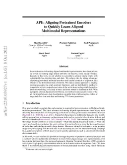 APE: Aligning Pretrained Encoders to Quickly Learn Aligned Multimodal
  Representations