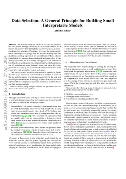 Data Selection: A General Principle for Building Small Interpretable
  Models