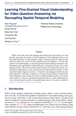 Learning Fine-Grained Visual Understanding for Video Question Answering
  via Decoupling Spatial-Temporal Modeling