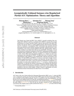 Asymptotically Unbiased Instance-wise Regularized Partial AUC
  Optimization: Theory and Algorithm