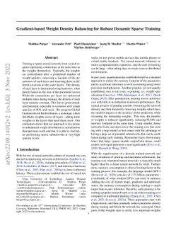 Gradient-based Weight Density Balancing for Robust Dynamic Sparse
  Training