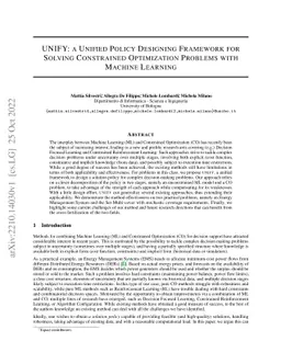 UNIFY: a Unified Policy Designing Framework for Solving Constrained
  Optimization Problems with Machine Learning