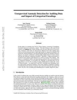 Unsupervised Anomaly Detection for Auditing Data and Impact of
  Categorical Encodings