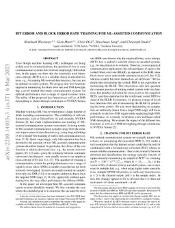 Bit Error and Block Error Rate Training for ML-Assisted Communication