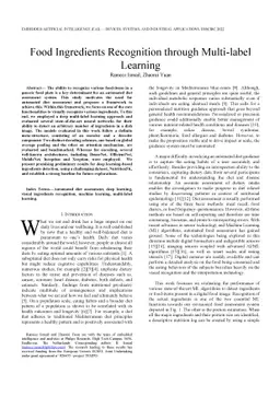 Food Ingredients Recognition through Multi-label Learning