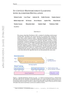 In-context Reinforcement Learning with Algorithm Distillation