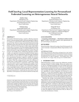 FedClassAvg: Local Representation Learning for Personalized Federated
  Learning on Heterogeneous Neural Networks