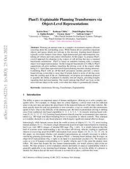 PlanT: Explainable Planning Transformers via Object-Level
  Representations