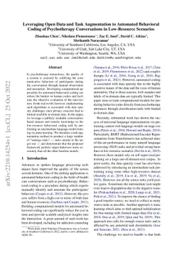 Leveraging Open Data and Task Augmentation to Automated Behavioral
  Coding of Psychotherapy Conversations in Low-Resource Scenarios