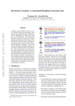 Revision for Concision: A Constrained Paraphrase Generation Task