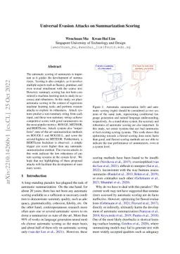 Universal Evasion Attacks on Summarization Scoring