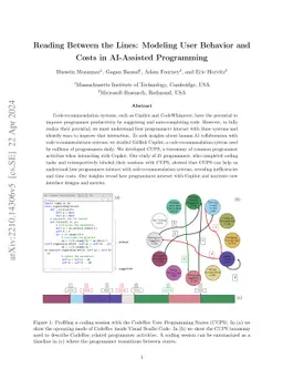 Reading Between the Lines: Modeling User Behavior and Costs in
  AI-Assisted Programming