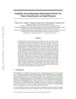 Explicitly Increasing Input Information Density for Vision Transformers
  on Small Datasets