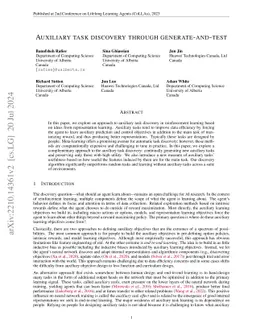 Auxiliary task discovery through generate-and-test