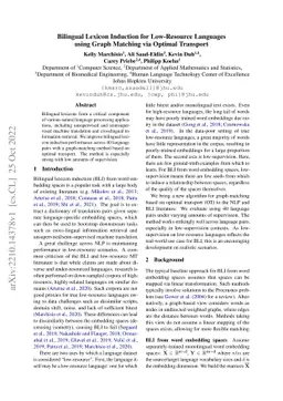 Bilingual Lexicon Induction for Low-Resource Languages using Graph
  Matching via Optimal Transport