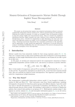 Moment Estimation for Nonparametric Mixture Models Through Implicit
  Tensor Decomposition