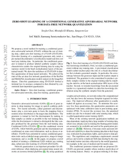 Zero-Shot Learning of a Conditional Generative Adversarial Network for
  Data-Free Network Quantization