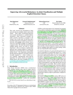 Improving Adversarial Robustness via Joint Classification and Multiple
  Explicit Detection Classes