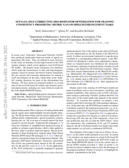 SCP-GAN: Self-Correcting Discriminator Optimization for Training
  Consistency Preserving Metric GAN on Speech Enhancement Tasks