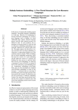 Sinhala Sentence Embedding: A Two-Tiered Structure for Low-Resource
  Languages