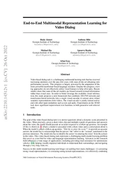 End-to-End Multimodal Representation Learning for Video Dialog