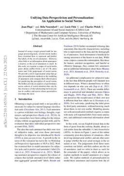 Unifying Data Perspectivism and Personalization: An Application to
  Social Norms