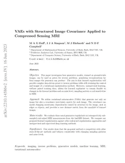 Compressed Sensing MRI Reconstruction Regularized by VAEs with
  Structured Image Covariance