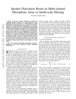Speaker Diarization Based on Multi-channel Microphone Array in
  Small-scale Meeting