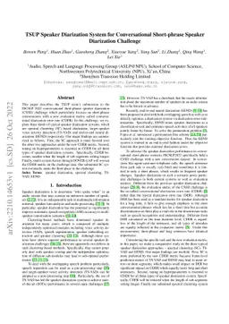 TSUP Speaker Diarization System for Conversational Short-phrase Speaker
  Diarization Challenge