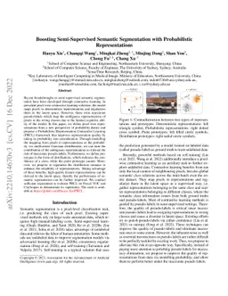 Boosting Semi-Supervised Semantic Segmentation with Probabilistic
  Representations
