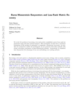 Bures-Wasserstein Barycenters and Low-Rank Matrix Recovery