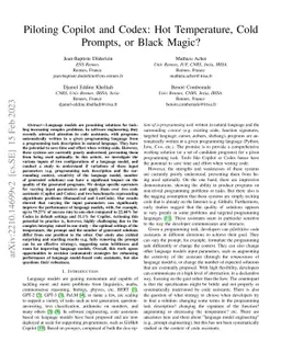 Piloting Copilot, Codex, and StarCoder2: Hot Temperature, Cold Prompts, or Black Magic?