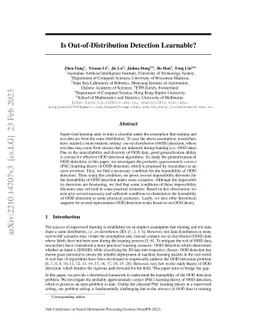 Is Out-of-Distribution Detection Learnable?