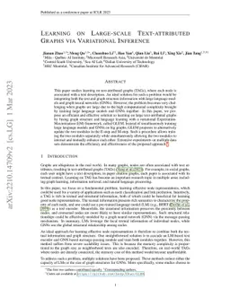 Learning on Large-scale Text-attributed Graphs via Variational Inference