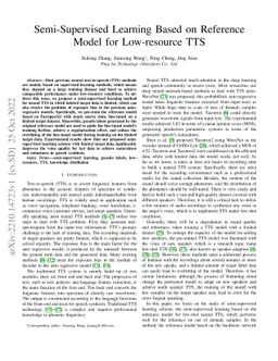 Semi-Supervised Learning Based on Reference Model for Low-resource TTS