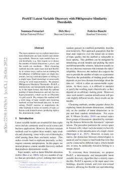 ProSiT! Latent Variable Discovery with PROgressive SImilarity Thresholds