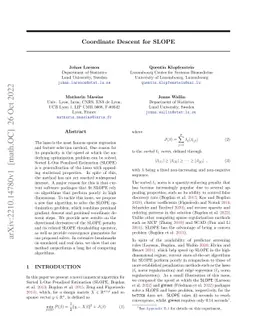 Coordinate Descent for SLOPE