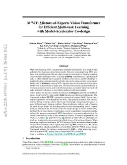 M$^3$ViT: Mixture-of-Experts Vision Transformer for Efficient Multi-task
  Learning with Model-Accelerator Co-design