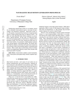 Naturalistic Head Motion Generation from Speech