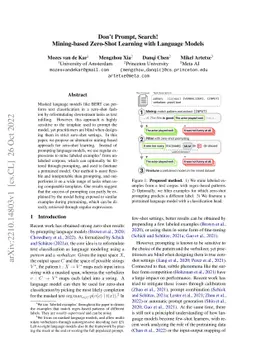 Don't Prompt, Search! Mining-based Zero-Shot Learning with Language
  Models