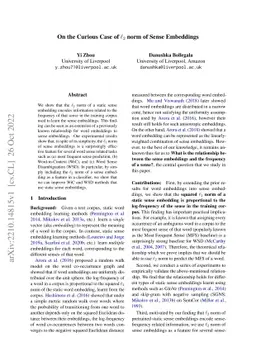 On the Curious Case of $\ell_2$ norm of Sense Embeddings