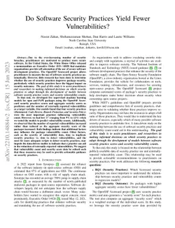 Do Software Security Practices Yield Fewer Vulnerabilities?